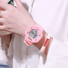 Electronic Watch For High School And Junior High School Students, Simple And  Suitable For Both Boys And Girls, Waterproof, Luminous, Multi-Functional Sports Alarm Clock. - 粉色 - 查看 6