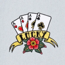 Punk Rock Lucky Playing Card Embroidered Patch Set, Music Band Theme Iron-On Patches, Clothing Accessories Embroidery Sewing Iron-On Patches For Clothes, Pants, Shoes, Bags, Hats Decoration - Multicolor - View 4