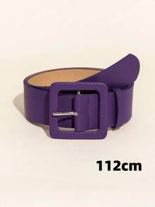 1 pièce Ceinture pour femme en PU avec boucle carrée et motif peau de litchi - Prune - Voir 4