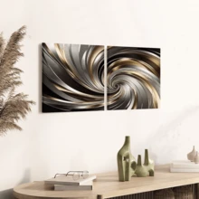 1pc Frameless Modern Minimalist Silver & Gold Wave Wall Art Decor, Suitable For Living Room Decoration, Frameless Modern Canvas Poster Suitable For Bedroom And Living Room - A - View 11