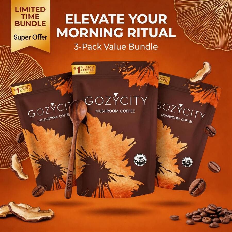 Gozycity-Make Your Day 1-Pack – Mushroom Coffee W/ 6 Adaptogens + MCT – Skyrocket Energy, Focus & Immunity – Lion's Mane, Turkey Tail – No Crash - 1-pack - 查看 1