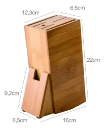 Faqueiro Suporte Para Guardar Facas e Tesouras Cepo Universal Bambu Charme e Estilo Rústico - Marrom Claro - Visão 4