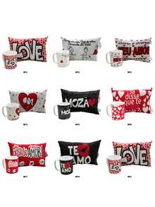 Kit Presente Namorado Almofada Caneca Lembrancinha Frases Bombom Cesta Presente Namorados Criativo Almofadinhas Decorativas Surpresa Romântica Páscoa Namorada - QUADRADA SORTIDAS - Visão 6