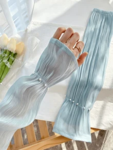 Lengan Pelindung Matahari Longgar Ukuran Besar dari Sutra Es, Penutup Lengan Anti-UV Bernapas dengan Elastis dan Mutiara, Manset Tabir Surya Ukuran Besar yang Tidak Ketat untuk Mengemudi, Bersepeda, Olahraga Luar Ruangan, Pakaian Musim Panas Sehari-hari - MultiWarna - View 10