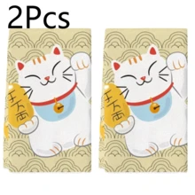 40*60cm Japanese Style Kitchen Towel With Cherry Blossom Wave Pattern, Maneki-Neko Cat Pattern And Auspicious Blessing Pattern, Made Of Soft And Skin-Friendly Fabric, Quick Drying And Easy To Hang Dry, Finely Stitched, 2D Printing Technology For Vivid And Clear Pattern. Suitable For Kitchen Hand Drying, Dining Table Cleaning, Home Decor Hanging, Also Can Be Used As A Thoughtful Home Gift. - Multicolor - View 21