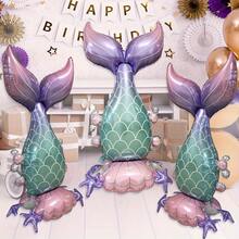 1 Stück riesiger Meerjungfrauenschwanz Folienballon, glänzend lila & rosa Ozean-Themen Party Dekoration, geeignet für Geburtstag, Hochzeit, Verlobung, Sommerfest, Meerjungfrau Party Deko, Hochzeitsdekoration, elegantes Party Accessoire, Glitzer Textur - Übersicht 3