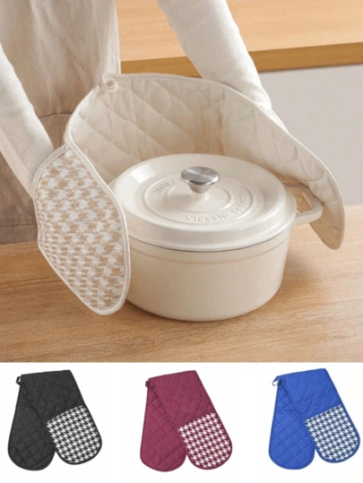 1pc Heat Resistant Oven Glove - Withstand Up To 500°F/260°C, Thick Double-Sided Insulation, Non-Slip Heat Resistant Kitchen Glove, Suitable For Microwave/Baking/Cooking, Modern Heavy-Duty Tool, Protects Hot Pots And Bowls, Cooking Gift For Holidays, Helpful Kitchen Organizer