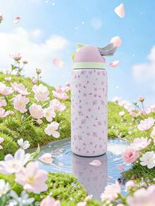OwaIa Light Pink Cherry Blossom Pattern Large Capacity Stainless Steel Water Bottle,32oz/945ml,With A Straw,Exquisite Appearance,Keeps Drinks Hot Or Cold,Can Hold Iced Drinks And Water,Suitable For Leisure,Work,Sports,Indoors And Outdoors,Suitable For Students And Office Workers,As A Gift - Màu Hồng baby - Xem 5