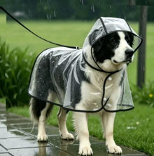 Transparent Dog Raincoat, Waterproof Clear Hooded Dog Rain Poncho With Leash Hole, Lightweight Pet Rain Jacket With Black Trim For Small Medium Large Dogs, Full Body Coverage Rainwear For Outdoor Walking - Black - View 8