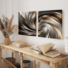 1pc Frameless Modern Minimalist Silver & Gold Wave Wall Art Decor, Suitable For Living Room Decoration, Frameless Modern Canvas Poster Suitable For Bedroom And Living Room - A - View 12
