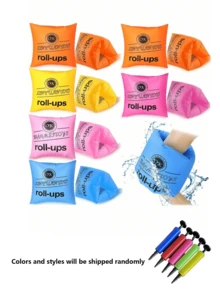 Adult Thick Inflatable Arm Bands, Double-Chamber Cylindrical Water Wings, Suitable For Beginners, Inflatable Swimming Sleeves, Swimming Pool Floats, Swim Training - Multicolor - View 7