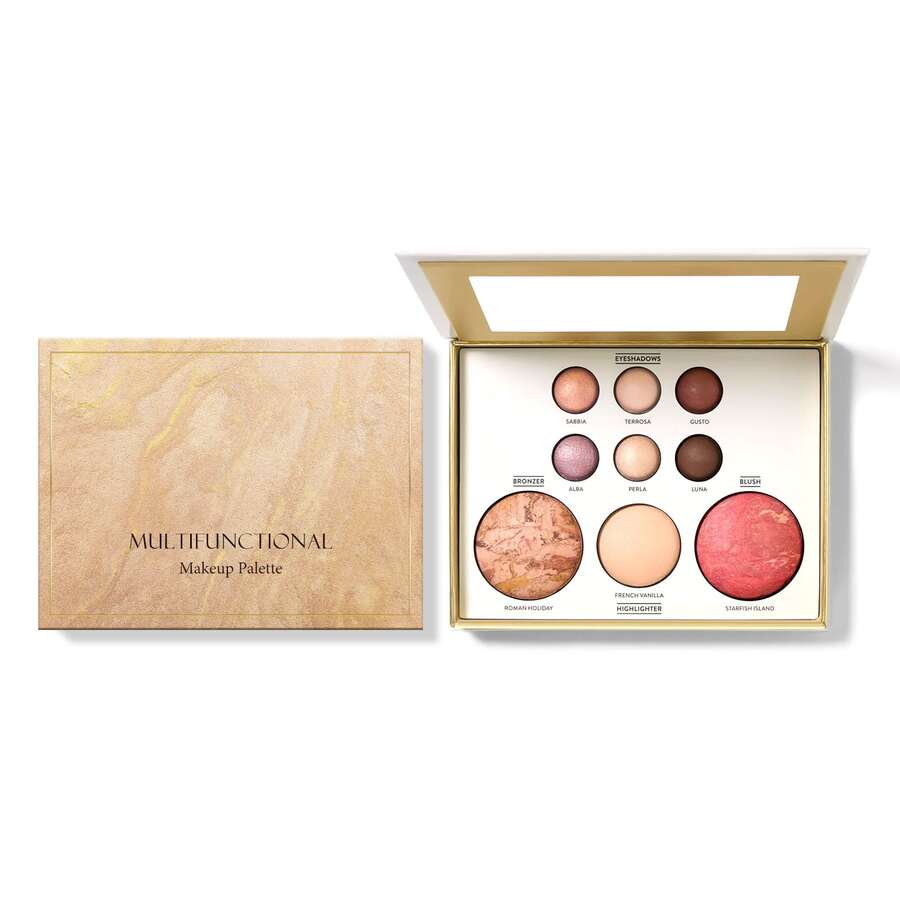 Paleta de Maquillaje Multifuncional Dorada: Sombra de Ojos, Contorneado, Rubor, Iluminador, Iluminador para Debajo de los Ojos, Paleta de Maquillaje Todo en Uno. - 1 - Ver 1