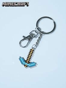 1pc Official Minecraft Pickaxe Metal Keychain, Creative Pixel Style Game Player Backpack Pendant - Multicolor 2 - View 5