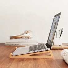 Portable Wooden Laptop Stand With Triangular Base And Cooling Pad, Suitable For Tablets/E-Readers, Mobile Office Workstation For Office, Travel, Desk Or Lap Use - Compatible With Smartphones, Compact Design - Multicolor - View 6