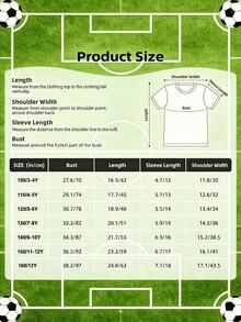 Soccer Players Silhouette Print T Shirt For Kids Sports Field Game Wear, Size 3-13Y - 白色 - 查看 2
