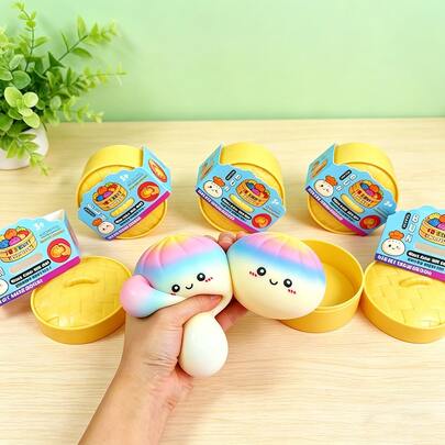 1 món đồ chơi bóp hình bánh bao nhiều màu sắc, đồ chơi bóp giảm căng thẳng mô phỏng bánh bao hấp, chất liệu mềm mại, cảm giác bóp thoải mái, bóng bóp, đồ chơi bóp bằng gel mềm giúp giảm căng thẳng và lo âu, cần thiết cho sử dụng hàng ngày, quà tặng ngày lễ (Màu ngẫu nhiên)