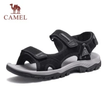 CAMEL CROWN 男士舒适轻便户外休闲凉鞋 - 夏季款式，增高设计，魔术贴搭扣 - 黑色 - 查看 5