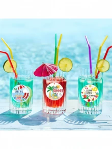 500pcs/Set Summer Beach Party Round Stickers, 12 Designs Themed Decorative Stickers, DIY Scrapbooking, Envelopes, Cards, Gifts, Holiday Party Decor - Multicolor - View 3