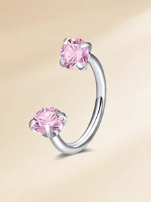 CIZME 18G Double Gemstone Pink Heart Horseshoe Nose Ring, Suitable For Women's Nose Ring, Septum Ring, Earring, Etc. - Horseshoe Nose Rings - View 19