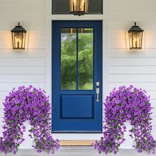 2pcs Artificial Hanging Eucalyptus, Bindweed Silk Flowers, UV-Resistant/Anti-Corrosion, Suitable For Outdoor/Indoor Hanging, Wall Plants, Applicable For Home Decor/Garden Decor/Party Decor/Wedding Decor/Room Decor/Patio Decor/Porch Decor, Suitable For Mother's Day/Teacher's Day Party Decor/Gifts - Purple Morning Glory Vines - View 5