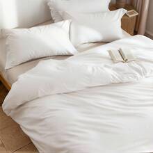Duvet Cover Set Queen/King Size 100% Microfiber Soft And Breathable 3 Pieces Premium Comforter Cover Zipper Closure & Corner Ties White Solid(With 1 Duvet Cover And 2 Pillowcases) - White - View 2