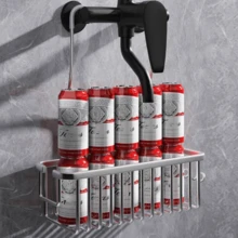 1 pieza Cesta de almacenamiento colgante para baño, sin necesidad de perforar, instalación instantánea - Multicolor - Ver 3