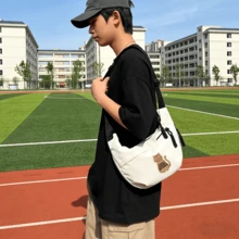 Túi đeo chéo bằng nylon đen in hình mèo ngộ nghĩnh, túi Crescent cỡ lớn, kiểu dáng thường ngày. - Nhiều màu - Xem 6