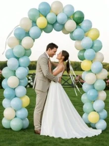 35/50pcs Balloons + 2pcs Ribbons, 10-Inch Gray, Blue, Olive Green, Light Yellow, Ivory Latex Balloons With Ribbons, Suitable For Wedding, Birthday, Anniversary, Graduation, Mother's Day - Multipurpose Indoor/Outdoor Decor, Birthday Balloons - Mixed Styles - View 8