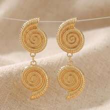 Pendientes con colgante de concha de perla artificial, aptos para uso diario - Multicolor - Ver 8