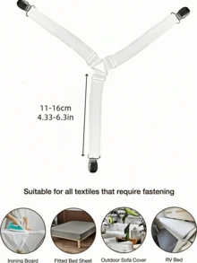 4pcs Triangle Quilt Clips, Metal Adjustable Elastic Bands Quilt Fasteners, Practical Invisible Non-Slip Bedsheet Clips, Suitable For Sofa Cushions, Quilts, Home Textiles, Household Items - White - General - View 6