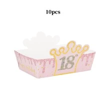 10個/30個/60個 Sweet 16 生日派對紙製零食托盤，16歲生日粉金色亮片皇冠洋芋片爆米花點心盒紙製糖果容器，4.7x3.1x1.5 英吋 Happy Birthday 派對主題派對用品，16歲生日裝飾 - 多色 - 查看 11