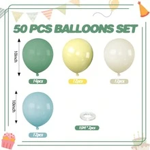 35/50pcs Balloons + 2pcs Ribbons, 10-Inch Gray, Blue, Olive Green, Light Yellow, Ivory Latex Balloons With Ribbons, Suitable For Wedding, Birthday, Anniversary, Graduation, Mother's Day - Multipurpose Indoor/Outdoor Decor, Birthday Balloons - Mixed Styles - View 4