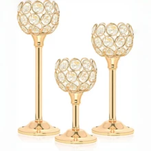 1/3 Pcs Rose Gold Candle Holders, Used As Table Centerpieces For Weddings And Parties. Create A Romantic Atmosphere On Restaurant Tables, Suitable For Wedding Tables, Various Events, Receptions, Birthday Parties And Home Decorations. - Gold - View 7