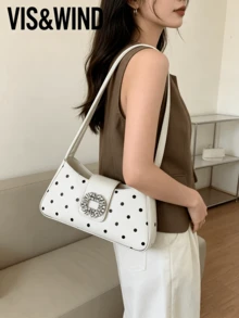 1件春季素色PU布料女款復古半月形肩背包,頂部雙手把設計,拉鍊開合,可調節肩帶,可肩背或手提,適用於辦公室、校園、工作、通勤、戶外、旅行及休閒場合 - 白色 - 查看 5