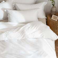 Duvet Cover Set Queen/King Size 100% Microfiber Soft And Breathable 3 Pieces Premium Comforter Cover Zipper Closure & Corner Ties White Solid(With 1 Duvet Cover And 2 Pillowcases) - White - View 4