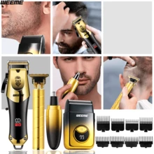 WEEME 4pcs Men'S Professional Hair & Beard Grooming Kit - Cordless Clippers With LED Display, Precision Trimmer Set, USB Rechargeable, For Home Use, Perfect Holiday Gift. - Xem 6