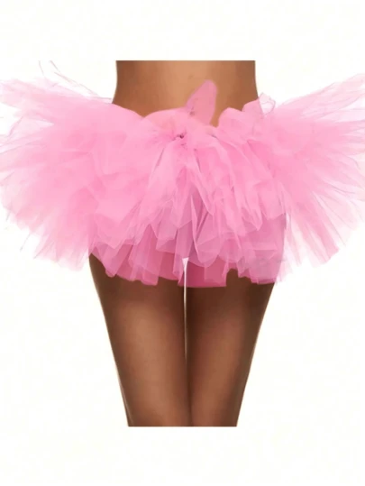 5-Layer Tulle Skirt For Adults, Suitable For Performances, Costume Parties, Cake Skirts, Cosplay, Cute 5-Layer Fluffy Tulle Skirt For Parties, Women's Christmas Accessory