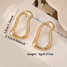 1 Pair Geometric Hollow Asymmetric Water Drop Earrings - Yellow Gold - View 2