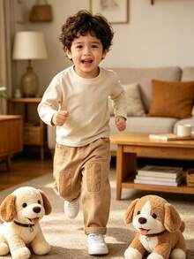 1pc Boys' Loose Comfortable Applique Denim Jeans, Casual Wear For Spring & Autumn - Khaki - View 7
