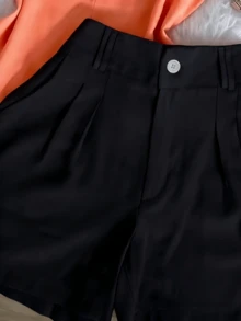 Women's 2 Piece Summer Outfit - Black, Sleeveless V-Neck Tank Top + High Waist Tailored Shorts, Casual Solid Matching Set/Summer Outfits For Women/Two Piece Set Women/Vacation Outfits Women/Summer Clothes/Summer/Conjunto De Dos Piezas Mujer/Beach Outfits For Woman/Summer Tops/Women Two Piece Sets/Workout Sets Women/Glowmode - màu đen - Xem 5
