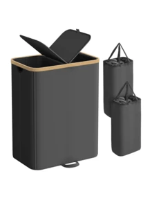 75L/100L/150L 带盖内衬洗衣篮，大容量洗衣篮，带手柄和盖子，可折叠衣物收纳篮，带可拆卸内袋，可收纳衣物、玩具、毛巾 - 1 - 查看 20