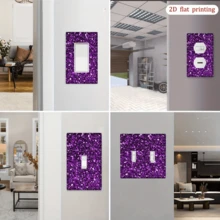 1 tấm ốp công tắc điện màu tím lấp lánh - Tấm ốp ổ cắm điện bề mặt bóng, phù hợp với công tắc đơn/đôi, dễ dàng kẹp/dán vào phòng ngủ, nhà bếp, phòng ngủ - Tấm phẳng 2D sáng bóng - Nhiều màu - Xem 3