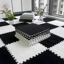 24pcs Plush Patchwork Carpet, Cute Fluffy Bedside Rug, Puzzle Foam Floor Mat, Square Window Cushion, Decorative For Living Room, Bedroom, Tatami, Game Room, 11.81*11.81 Inches, Washable & Trimmable Rug For All Seasons - Multicolor - View 24