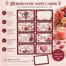 Romantic Love Greeting Cards – 20pcs "To My Beloved" Anniversary & Valentine's Cards – Premium Blank Inside Set For Husband, Wife, Girlfriend, Boyfriend – Perfect Gift Add-On For Special Occasions - Rose Red - View 4