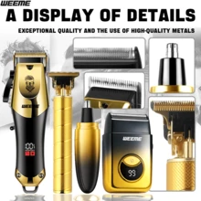 WEEME 4pcs Men'S Professional Hair & Beard Grooming Kit - Cordless Clippers With LED Display, Precision Trimmer Set, USB Rechargeable, For Home Use, Perfect Holiday Gift. - Xem 3