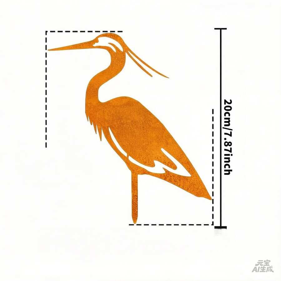 1pc Rustic Crane Garden Statue - Modern Freestanding Heron Sculpture, Weather-Resistant Outdoor Yard Art For Lawn, Patio, Mother's Day Gift For Women And Moms, Patio Art | Silhouette Bird Design | Durable Outdoor Statue, Garden Decor Sculpture - A - View 1