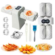 Electric Dumpling Maker Machine, Double Head Automatic Electric Dumpling Machine Maker Mould 2 Modes Household Quick Rechargeable Dumpling Maker With Empanada Maker,Dough Cutters,Spoon,Brush - White - View 1