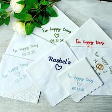 Khăn tay thêu theo yêu cầu - Quà tặng cho cha hoặc mẹ từ con gái, Khăn tay cưới theo yêu cầu, Giọt nước mắt hạnh phúc, Quà tặng cho cha cô dâu, Quà tặng cho mẹ cô dâu, Màu xanh dương, Quà tặng cô dâu, Quà tặng tiệc cưới, Quà tặng phù dâu - trắng - Xem 6