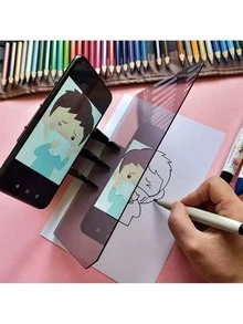 1 قطعة لوح رسم مسطح إبداعي، أداة لوح رسم شفافة للضوء، لوح تتبع إسقاط عالمي للهاتف والأجهزة اللوحية، أداة حامل الرسم، مناسبة كهدية جائزة للطلاب - الأسود - مشاهدة 2