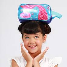 Pikuka Estojo Escolar Infantil Duplo Feminino Reforçado Premium Menina Cabe 200 Lápis Sereia - Roxo - Visão 5